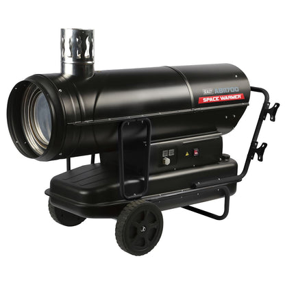 Sealey ABI1700COMBO Space Warmer Indirect Kerosene/Diesel Heater 170,000Btu/hr with 5M Ducting | 170,607Btu/hr(50kW), 230V ~ 50Hz, Thermostat, Wheels