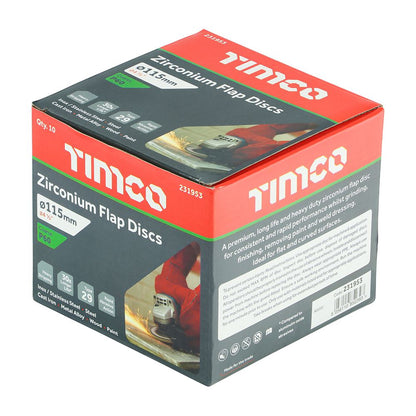TIMCO Zirconium Flap Disc P60 Set 115 x 22.23 Pack 10