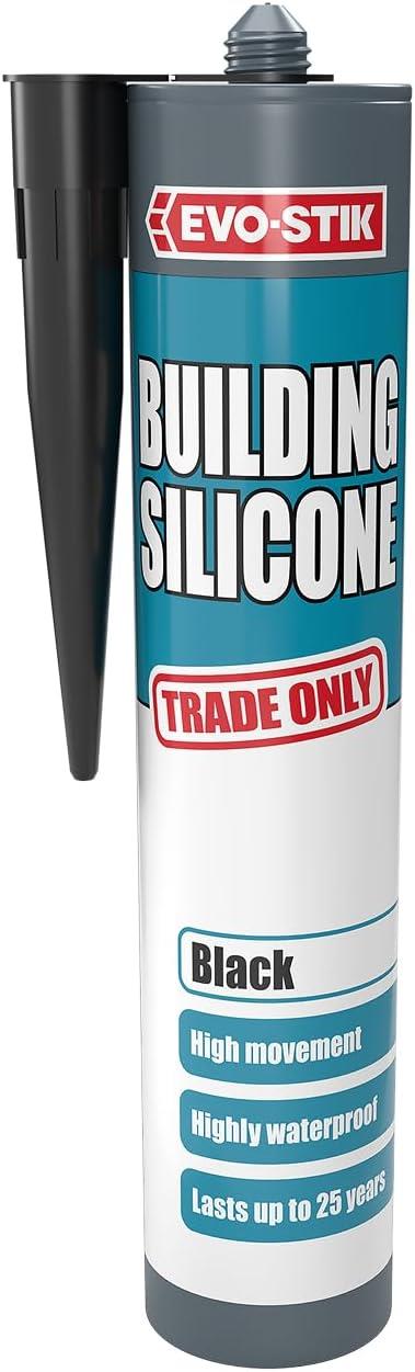 EVO-STIK Building Silicone Sealant Black 290ml Waterproof Adhesive
