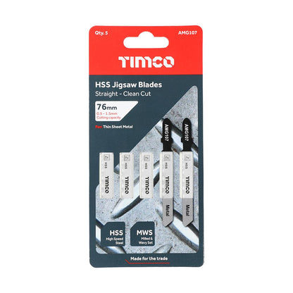 TIMCO Jigsaw Blade for Metal T118G Pack 5