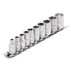 Draper 10PC 1/4 SOCKET SET RAIL 16398 1/4 Sq. Dr. Metric Sockets on Metal Rail (10 Piece)