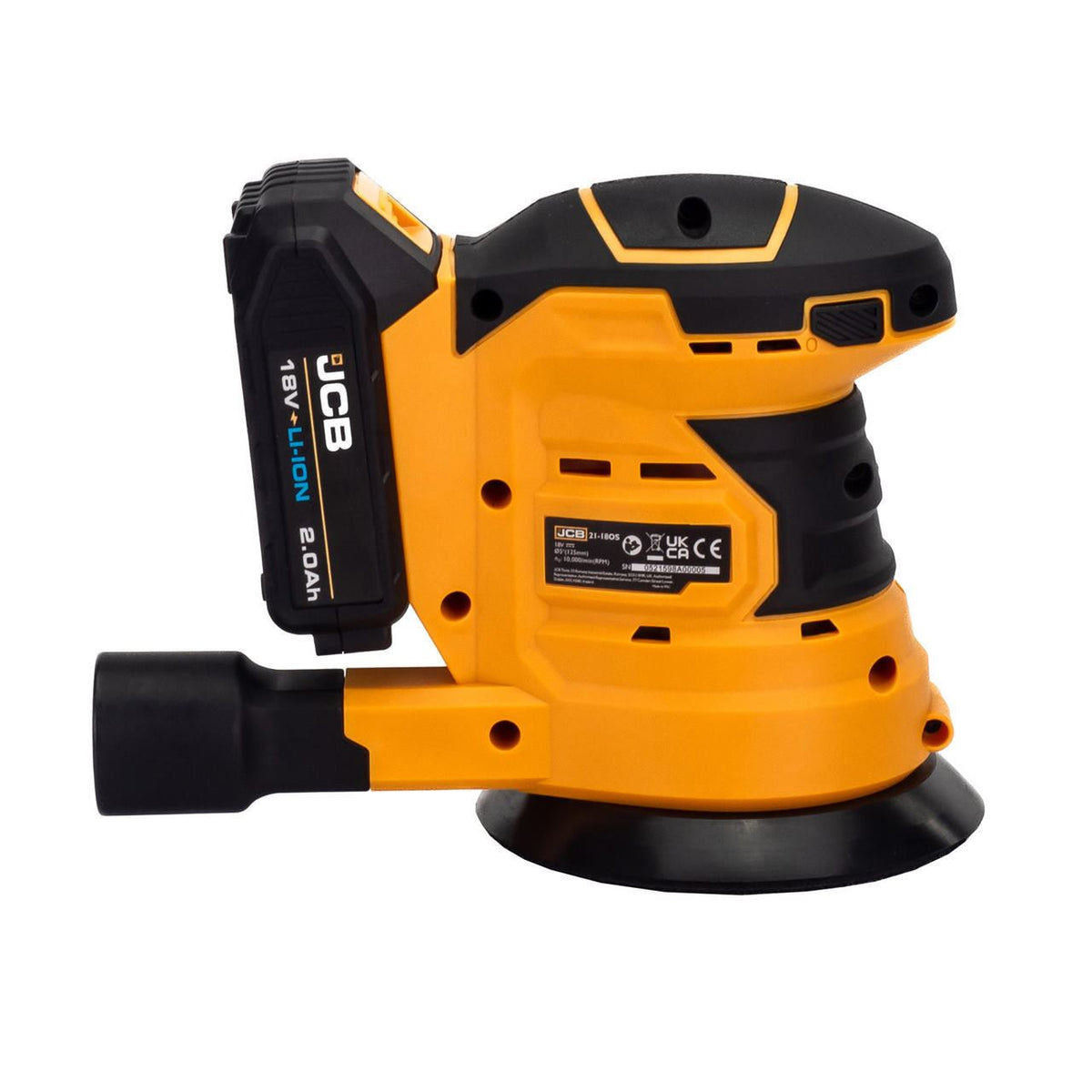 JCB 21-18OS-2X Cordless Orbital Sander 2Ah 18V Battery & Charger Random Orbital Sander Wood Sander