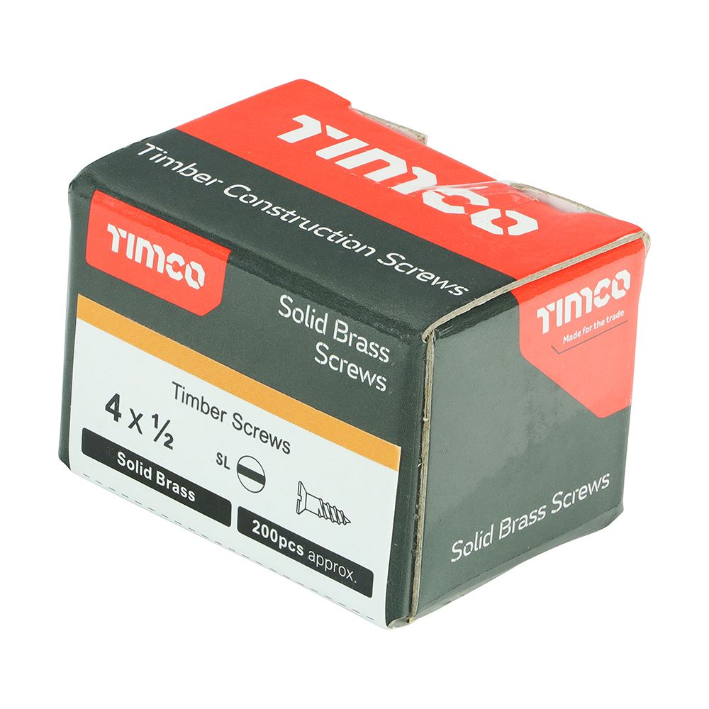 TIMCO Brass Timber Screw SLOT CSK 4 x 1/2 Pack 200