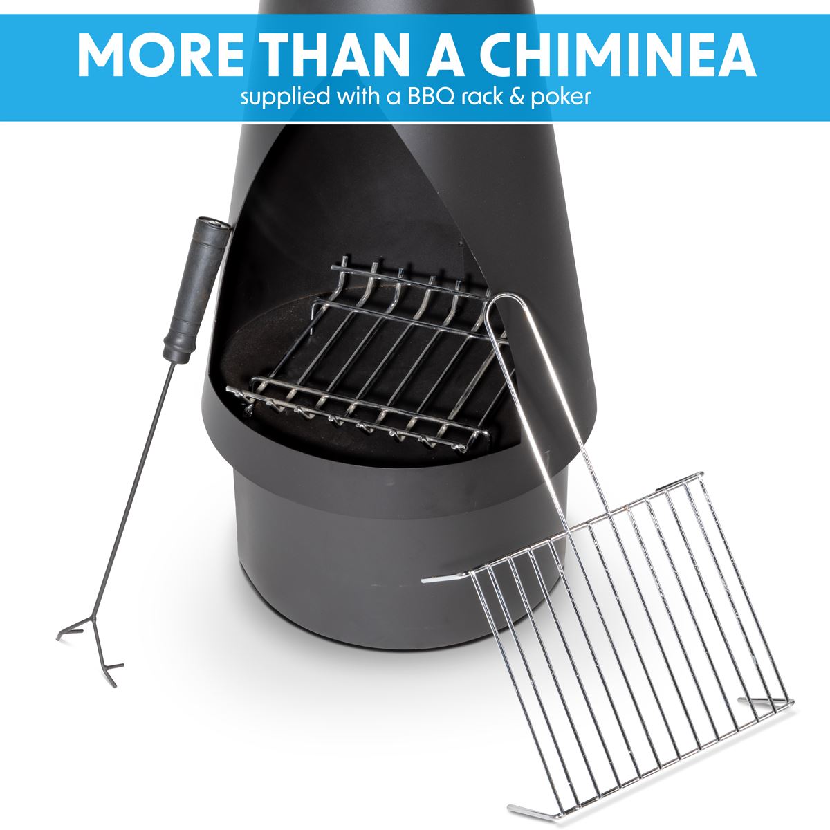 Dellonda DG109 Outdoor Chiminea, Fireplace, Fire Pit, Heater, Durable, Black Steel | Stylish chiminea is perfect for relaxing outdoors with family and
