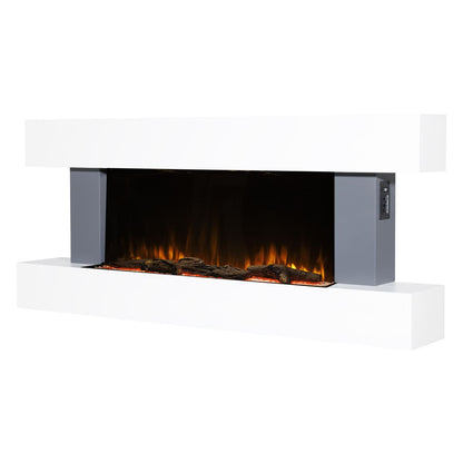 Baridi DH112 Wall Mounting Electric Fireplace with LED Flame Effect 52" - Grey | 230V~50Hz, Timer, Remote Control | Create a relaxing and cozy space