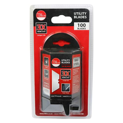TIMCO Utility Knife Blade 60 x 19 x 0.6 Pack 100