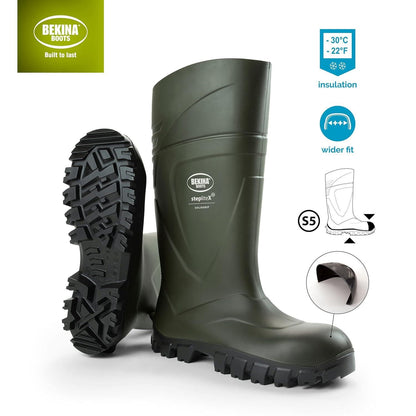 Bekina StepliteX SolidGrip Safety Wellington Boots BNXAN4P9180 S5 SRC Insulated Green