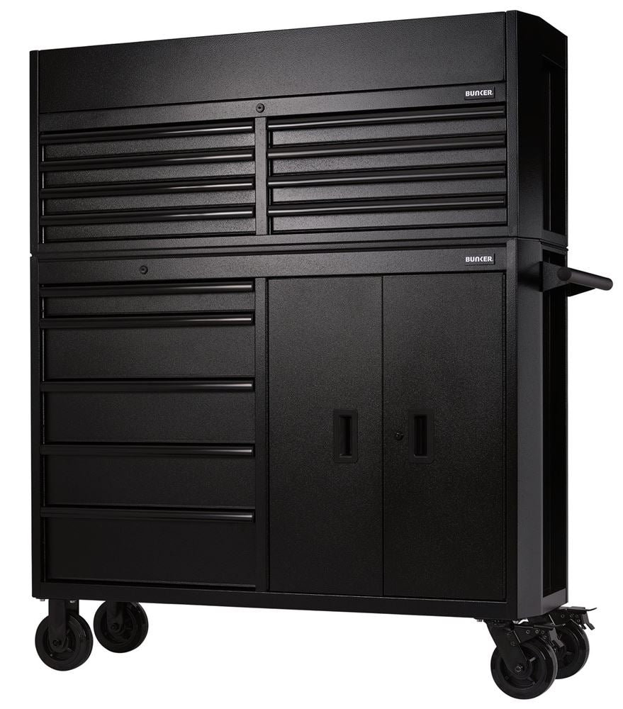 BUNKER  13 Drawer Combined Roller Cabinet and Tool Chest, 52", Black