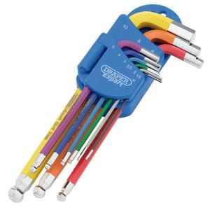 Draper L COLOUR BALL HEX KEY SET 9PC 66132 Metric Coloured Hex. and Ball End Key Set (9 Piece)
