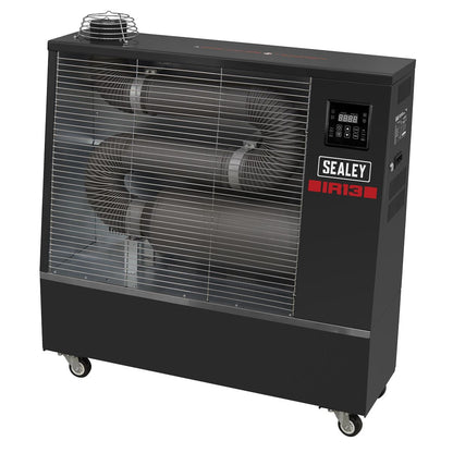 Sealey IR13 Industrial Infrared Diesel Heater 13kW | 44,500btu/hr(13kW), 80W, 230V~50Hz, Thermostat, Timer, Wheels, Overheat Protection