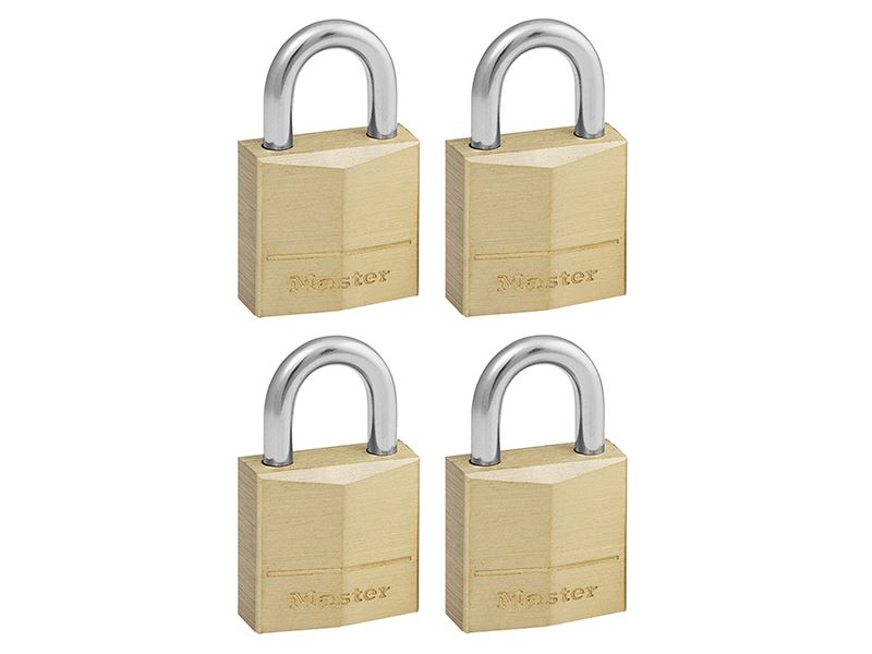 MasterLock 120EURQNOP Solid Brass 20mm Padlock 3-Pin - Keyed Alike x 4