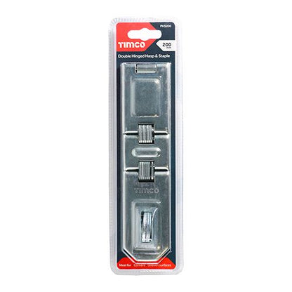 TIMCO Double Hinged Hasp & Staple 200mm Silver Pack 1