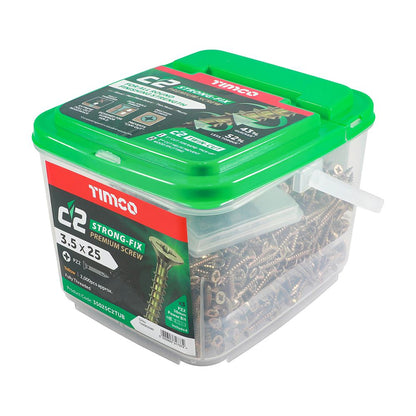 TIMCO C2 Strong-Fix PZ2 CSK ZYP 3.5 x 25 Gold Pack 2000