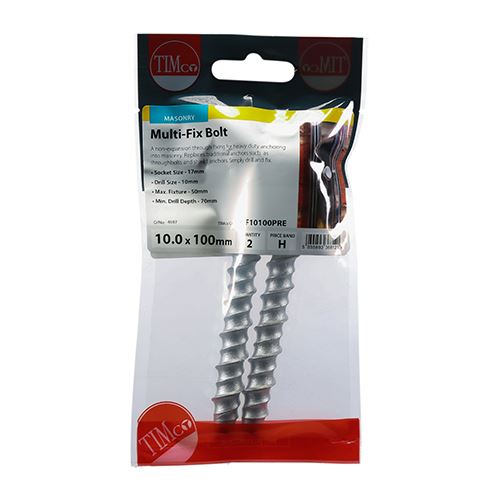 TIMCO Multi-Fix Bolt Hex Head 10.0 x 100 Silver Pack 2