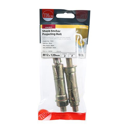TIMCO Shield Anchor Proj. Bolt - ZYP M12:30P (M12 x 120) Gold Pack 2