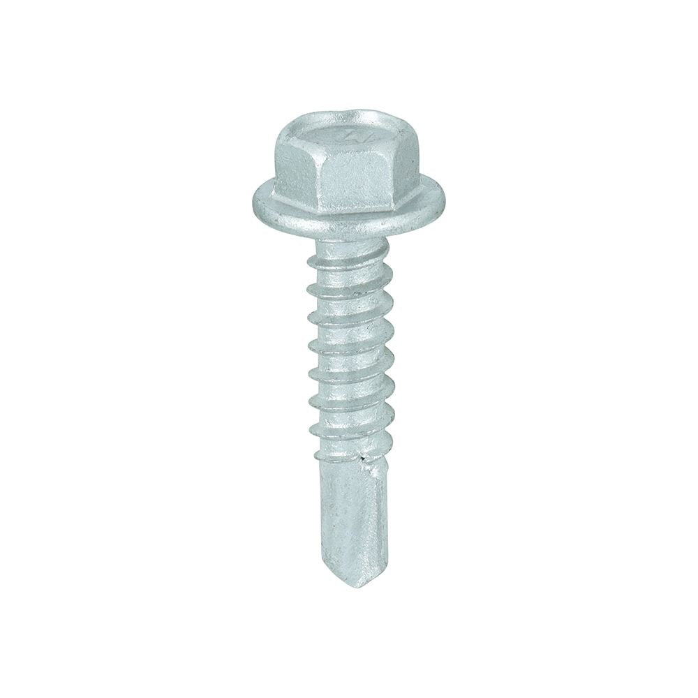 TIMCO Hex Screw S/DRILL No3 EXT 5.5 x 25 Silver Pack 100