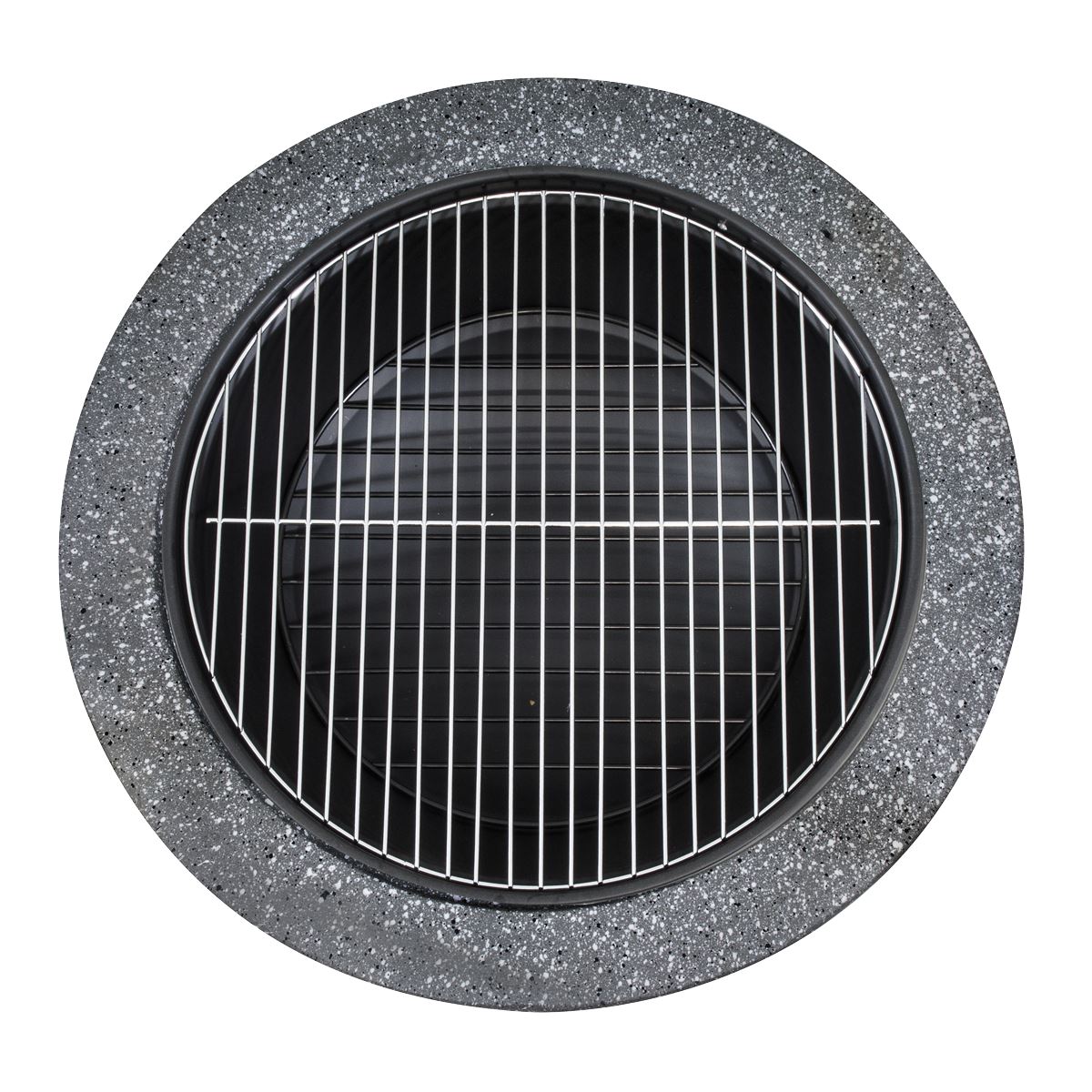 Dellonda DG191 Round MgO Fire Pit with BBQ Grill & Safety Mesh Screen 75cm - Dark Grey | Magnesium Oxide | The fire pit is made from MgO (Magnesium