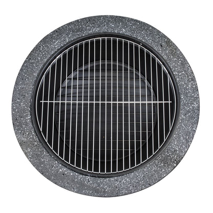 Dellonda DG191 Round MgO Fire Pit with BBQ Grill & Safety Mesh Screen 75cm - Dark Grey | Magnesium Oxide | The fire pit is made from MgO (Magnesium