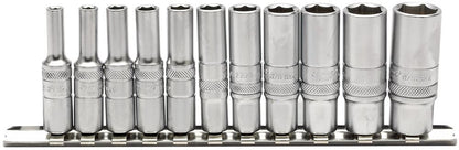 Draper 1/411PC IMP. DEEP SOCKET RAIL 16491 1/4 Sq. Dr. Imperial Deep Sockets on Metal Rail (11 Piece)