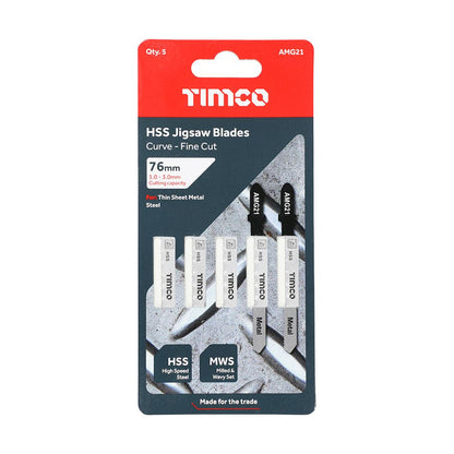 TIMCO Jigsaw Blade for Metal T218A Pack 5