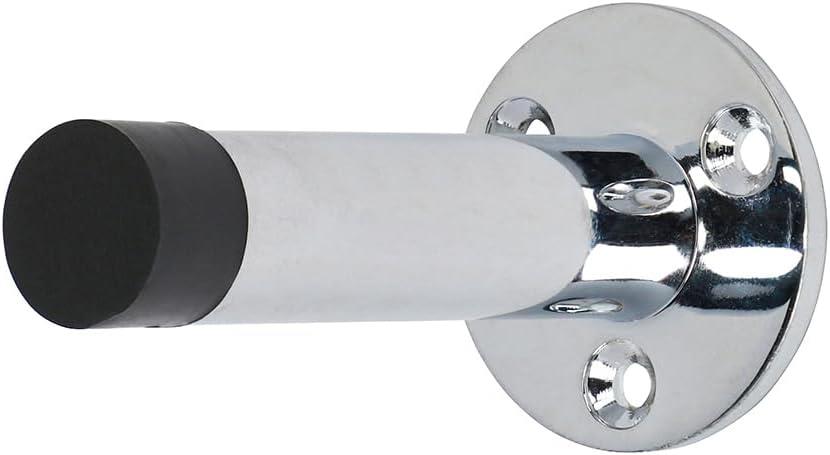TIMCO 200624P Projection Door Stop Polished Chrome 70mm Zinc Wall or Skirting Board Mounted Rubber Buffer with Fixings Included 1 Pack