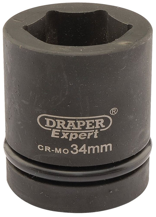 05114 Draper Hi-TORQ Impact Socket, 1 Sq. Dr., 34mm 425-MM 1 Impact Sockets Professional Trade DIY Workshop Garage Use