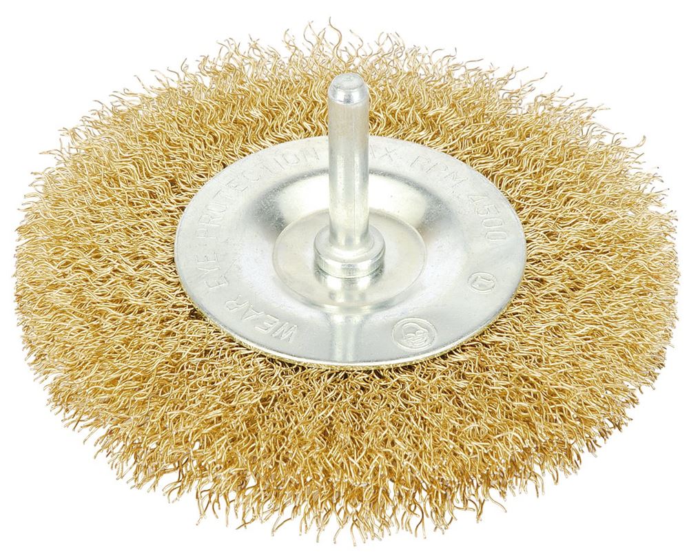 Draper BRASSED WIRE WHEEL 100MM 41428 41428 Brassed Steel Crimped Wire Wheel Brushes