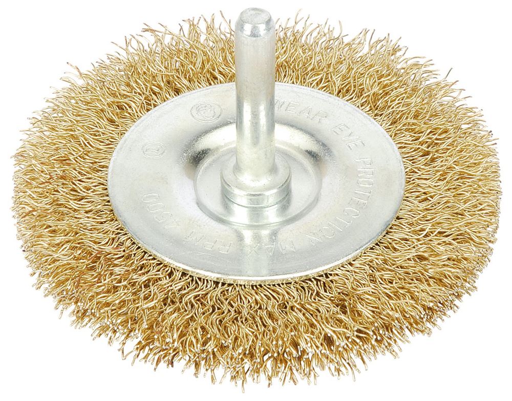 Draper BRASSED WIRE WHEEL 75MM 41429 41429 Brassed Steel Crimped Wire Wheel Brushes