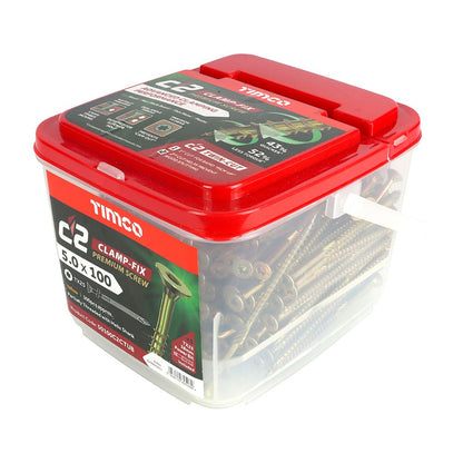 TIMCO C2 Clamp-Fix TX25 CSK ZYP 5.0 x 100 Gold Pack 300