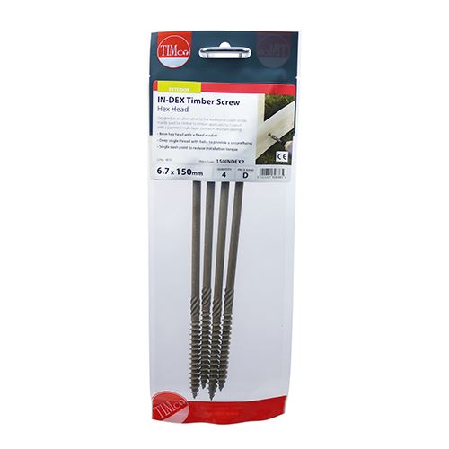 TIMCO Hex Head Timber Construction Screws 6.7mm Exterior Green – Various Lengths and Pack Sizes for Landscaping, Timber Framing and Structural Timber Fixing