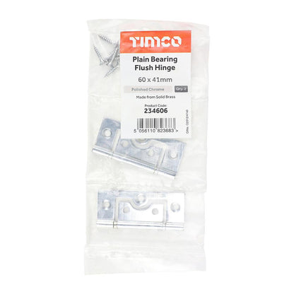 TIMCO Plain Bearing Flush Hinge PC 60 x 41 Pack 2
