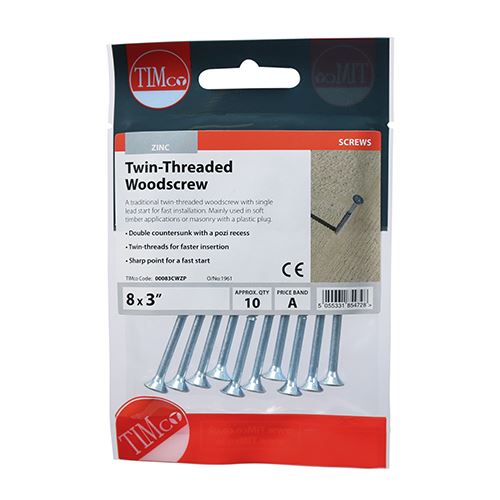 TIMCO Blackjax Screw PZ2 RND Black 8 x 2 Black Pack 200