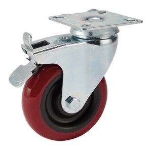 Draper PU CASTOR PLATE/BK.-100MM DIA 65519 Polyurethane Wheeled Swivel Plate Castors with Brake