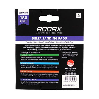 TIMCO Delta Sanding Pads P180 95 x 95mm Red Pack 5