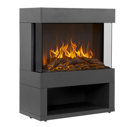 Baridi DH122 Electric Stove Heater Fireplace with LED Log Flame Effect & Wood Storage 1800W - Black | 230V~ 50Hz, Thermostat, Tip-Over Switch