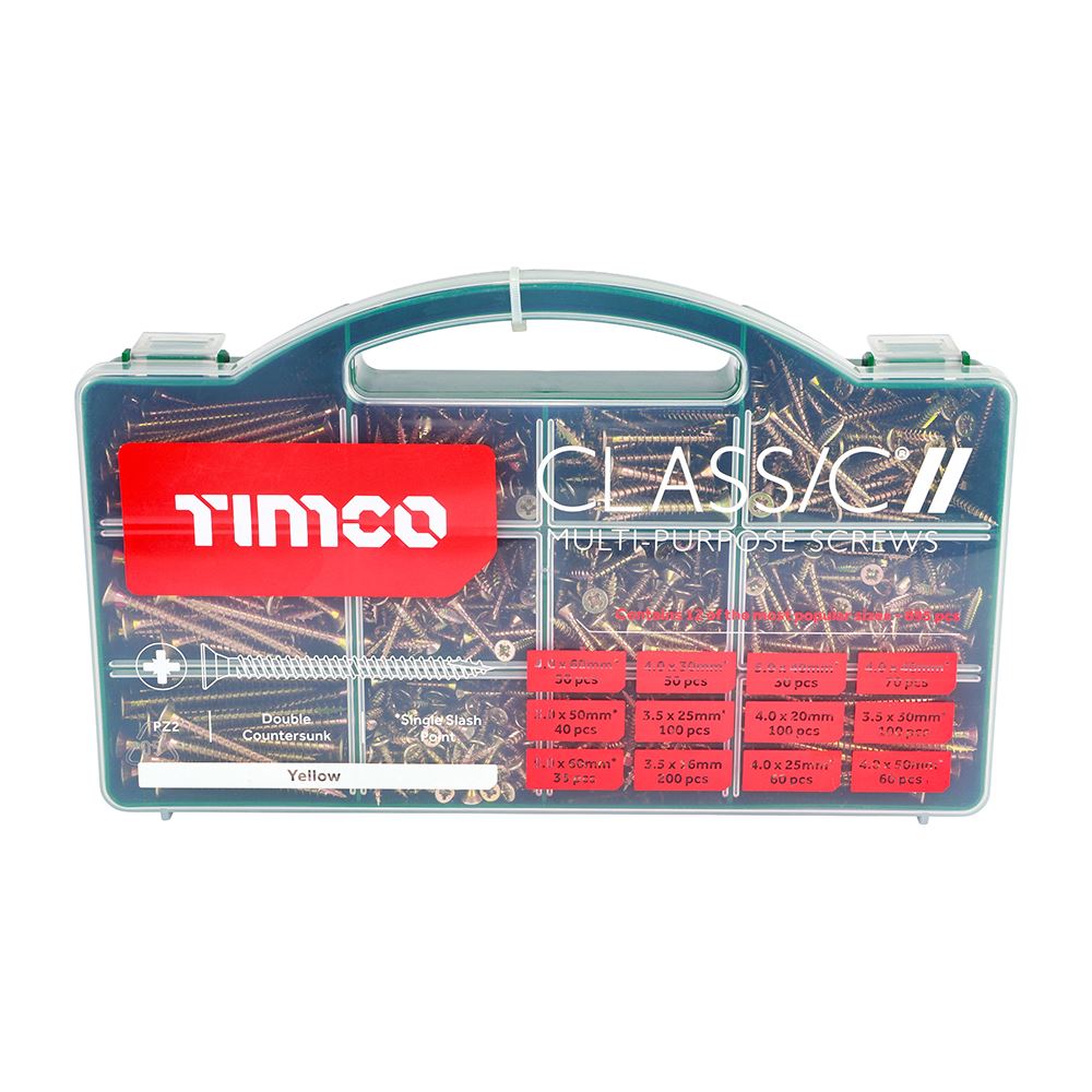 TIMCO Classic Screw Mixed Tray ZYP 895pcs Gold Pack 1