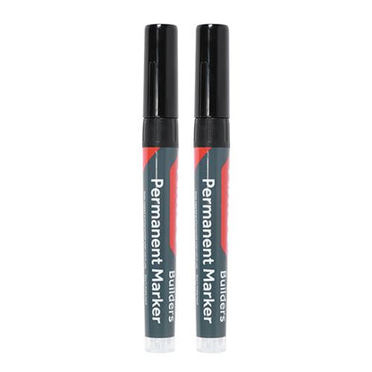 TIMCO Builders Permanent Markers BLK Fine Tip Black Pack 2