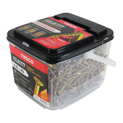 TIMCO Velocity Screw PZ2 CSK ZYP 4.0 x 40 Gold Pack 1200