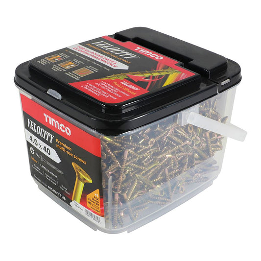TIMCO Velocity Screw PZ2 CSK ZYP 4.0 x 40 Gold Pack 1200