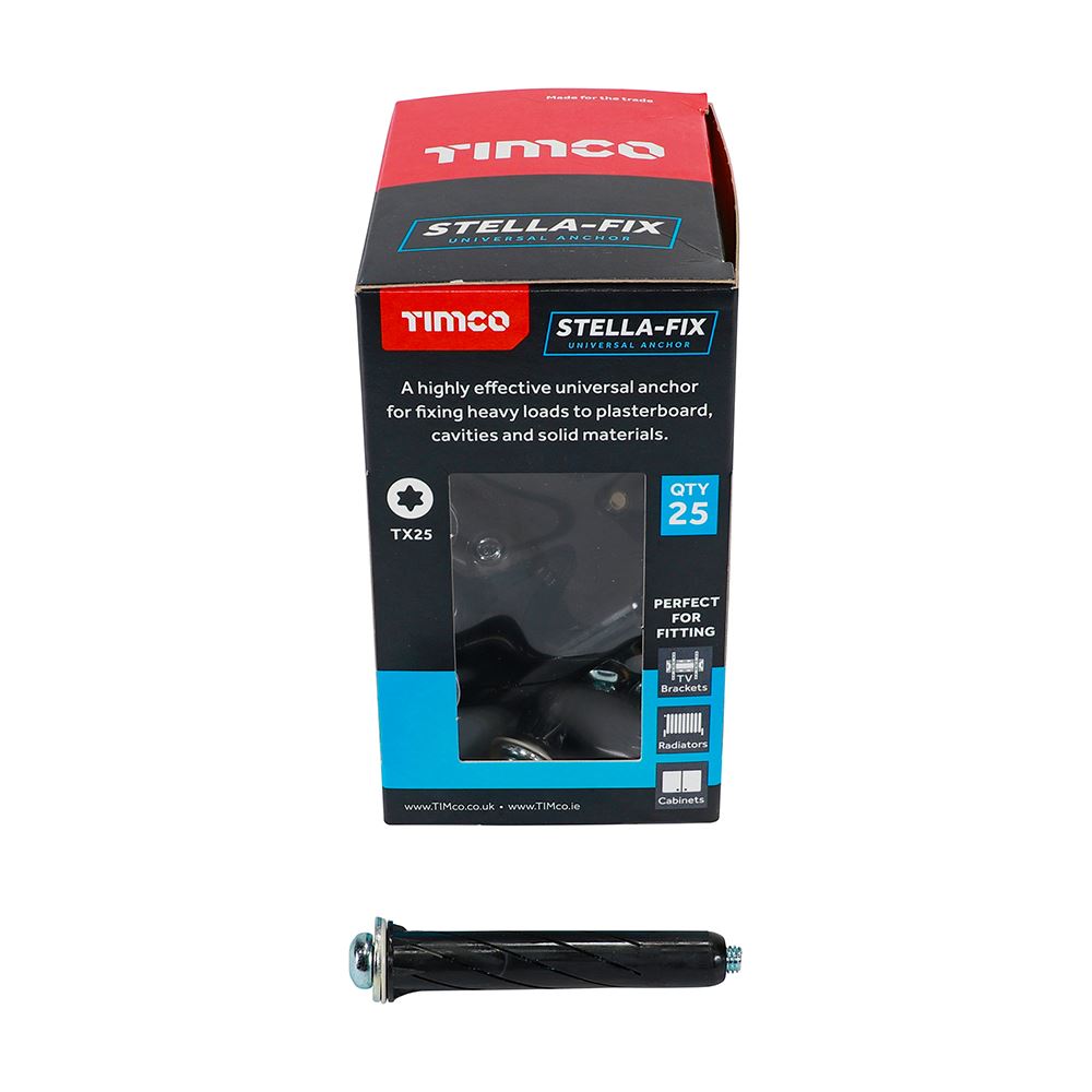 TIMCO Stella Fix Anchor TX PAN Black M5 x 65 Pack 25