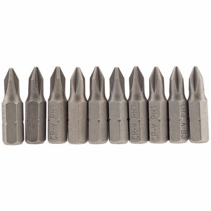 Draper 10PC 25MM NO1 C.SLOT S/D BIT 64060 1/4" Hex. Cross Slot E Shank Insert Bits