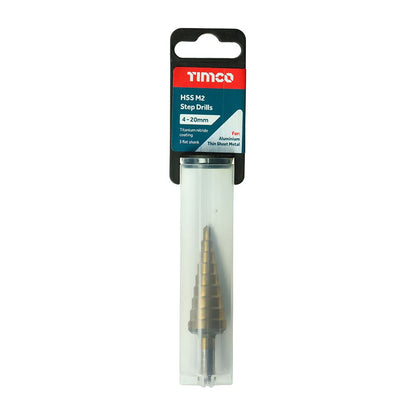 TIMCO Step Drill M2 HSS TiN 4-20mm Pack 1