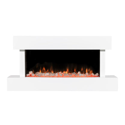Baridi DH113 Wall Mounting Electric Fireplace with LED Flame Effect 46" - White | 230V~50Hz, Timer, Remote Control | Create a relaxing and cozy space