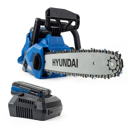 Hyundai HYC40LI Cordless Chainsaw 40V 2.5Ah 14in 35cm Bar 17m/s Battery & Charger Li-Ion Garden Saw Tree Log Cutting Garden Saw