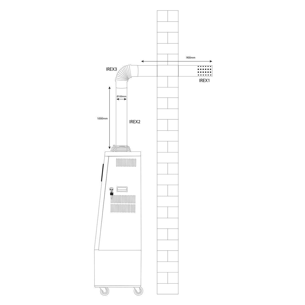Sealey IREX1 Stainless Steel Exhaust/Flue End Pipe for IR13/IR16 100mm 900mm | 900mm End Section 201 stainless steel exhaust/flue pipe.