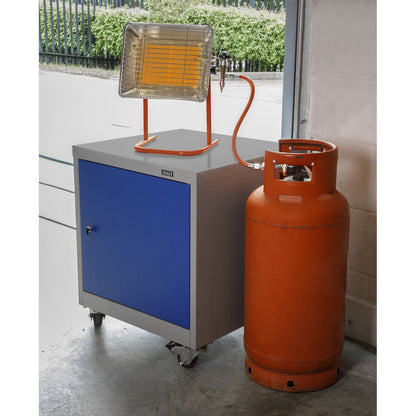 Sealey LP14 Propane Heater with Stand 14,330Btu/hr | 14,330Btu/hr(4.2kW) | Steel tube stand with built-in handle. | Automatic shut-off prevents