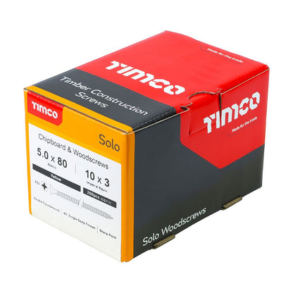TIMCO Solo Woodscrew PZ2 CSK ZYP 5.0 x 80 Gold Pack 200