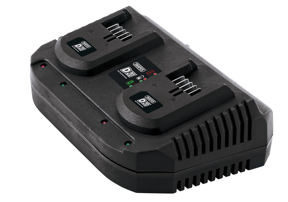 Draper D20 2X3.5A TWIN BATTERY CHRGR 92239 92239 D20 20V Fast Twin Battery Charger, 2 x 3.5A