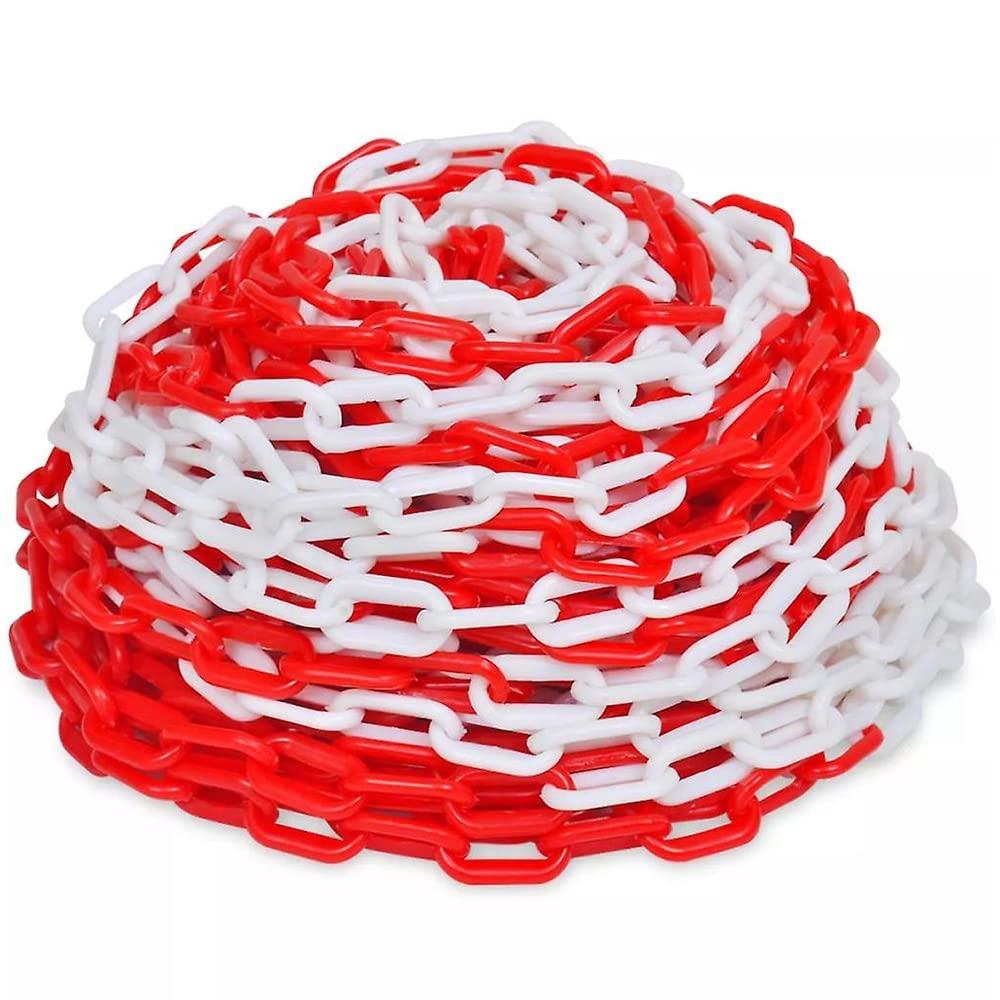 Yuzet Red White Plastic Barrier Chain 6mm x 25m Safety Crowd Control Chain