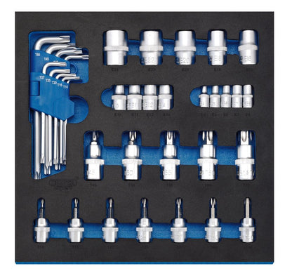 Draper 35PC TX HEX KEY AND BIT SET 63512 Screwdriver Insert Bits and Draper TX-STARÂ® Keys in 1/2 Drawer EVA Insert Tray (35 Piece)